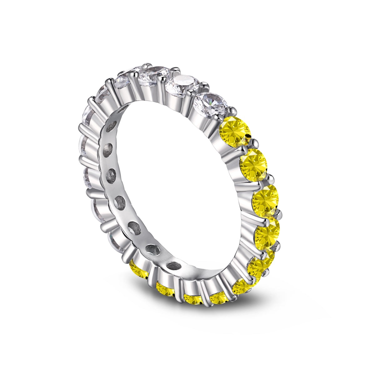 Pomuse Sparkling Round Cut Tennis Ring