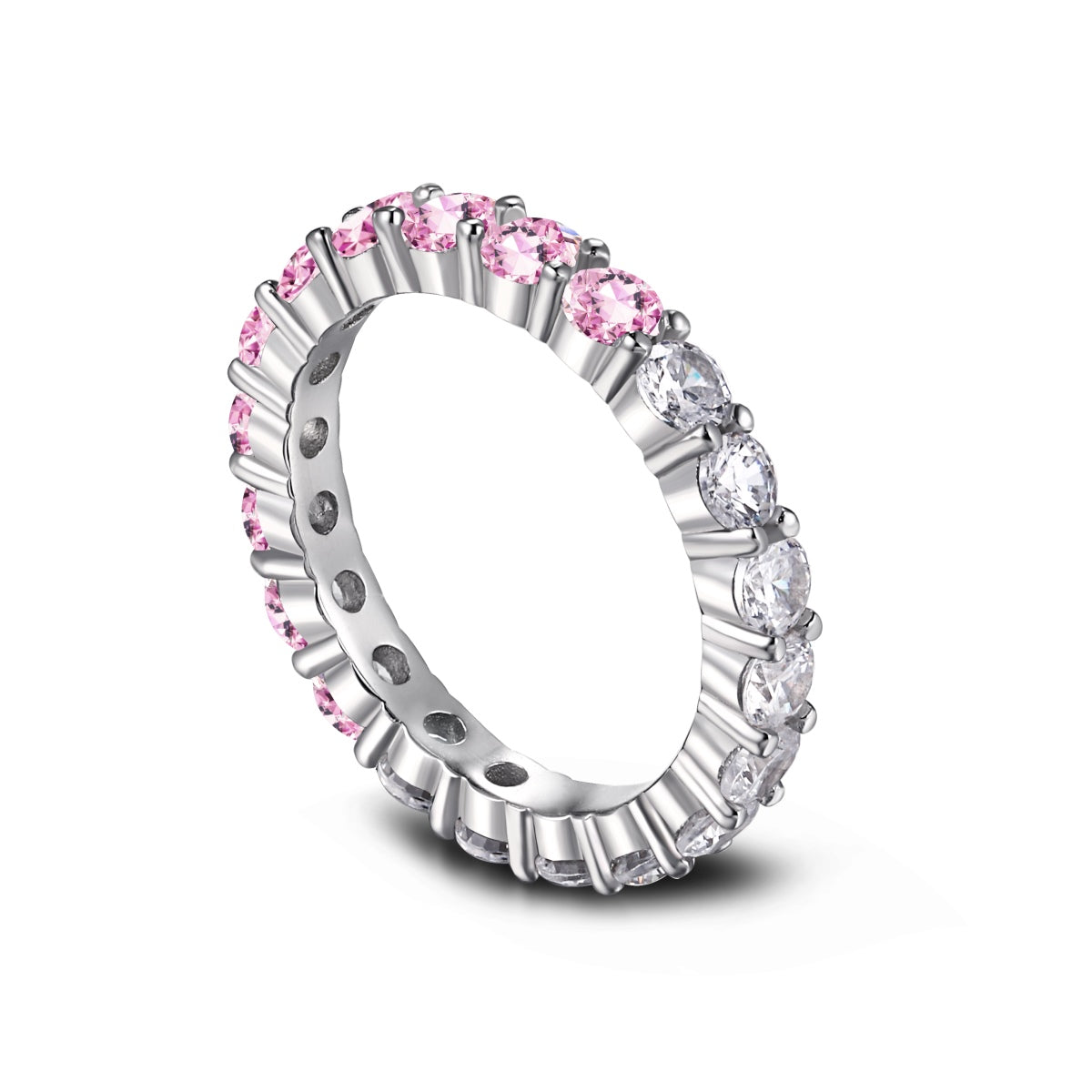 Pomuse Sparkling Round Cut Tennis Ring