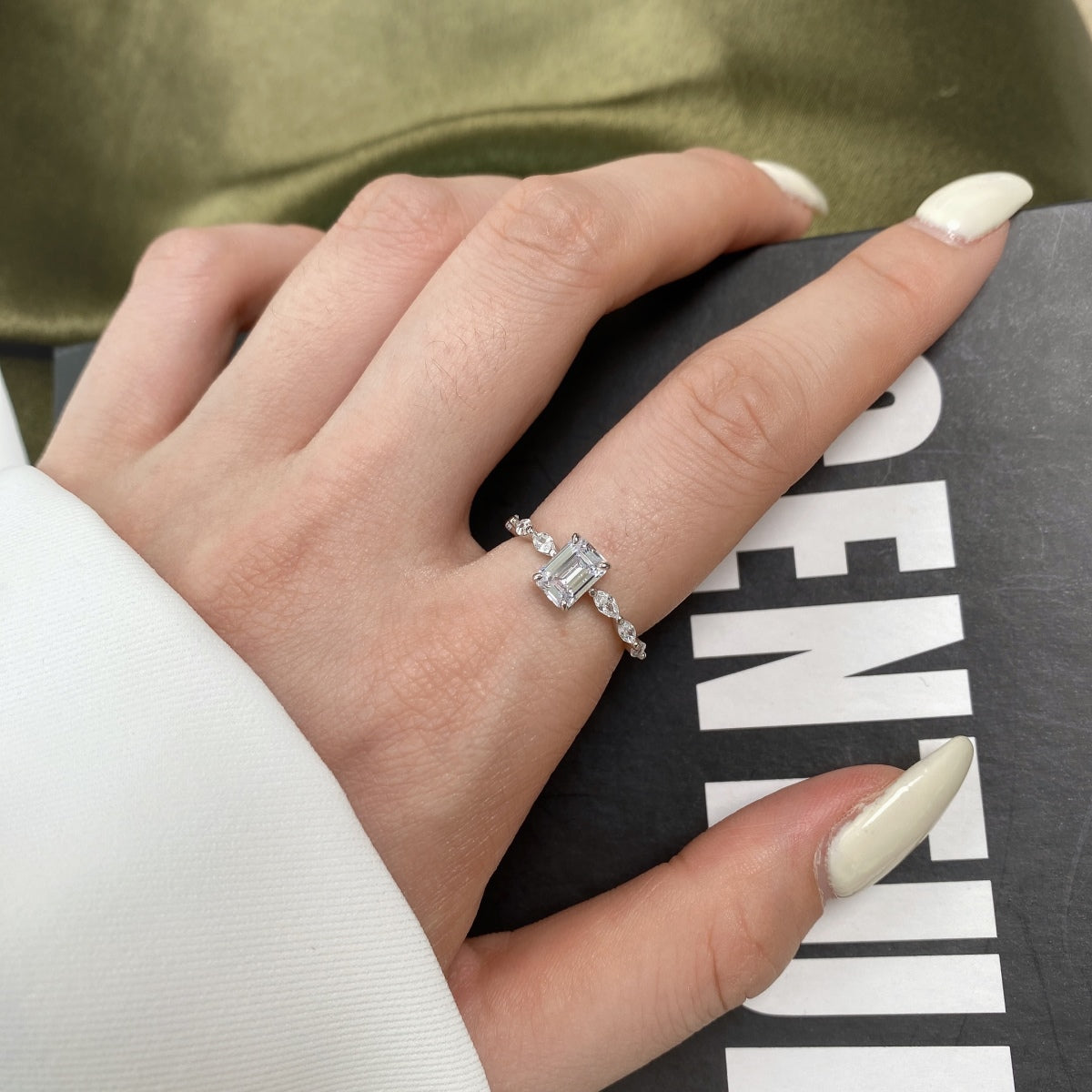 Pomuse 1.0 Carat Dainty Resplendent Radiant Cut Daily Ring
