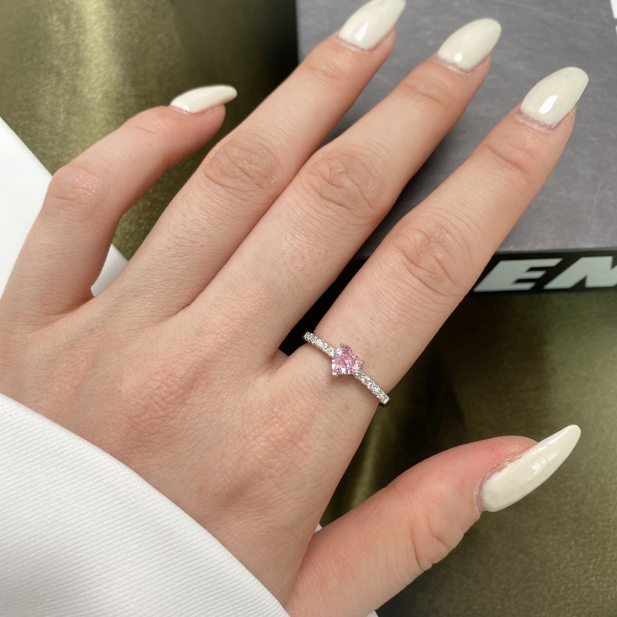 Pomuse 0.5 Carat CaratEternity Charming Heart Shape Lover Ring