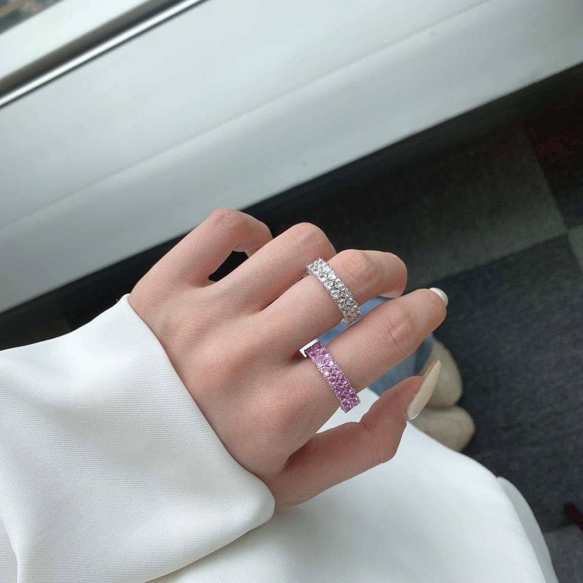 Pomuse Sparkling Full Heart Ring