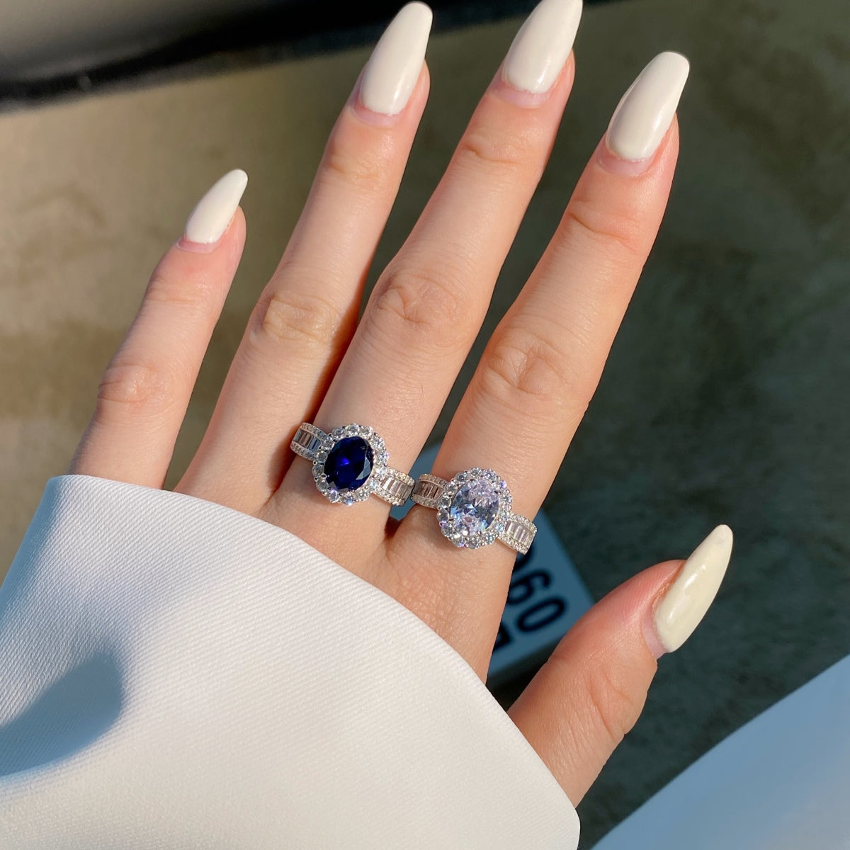Pomuse 1.5 Carat Dazzling Charming Oval Cut Banquet Ring