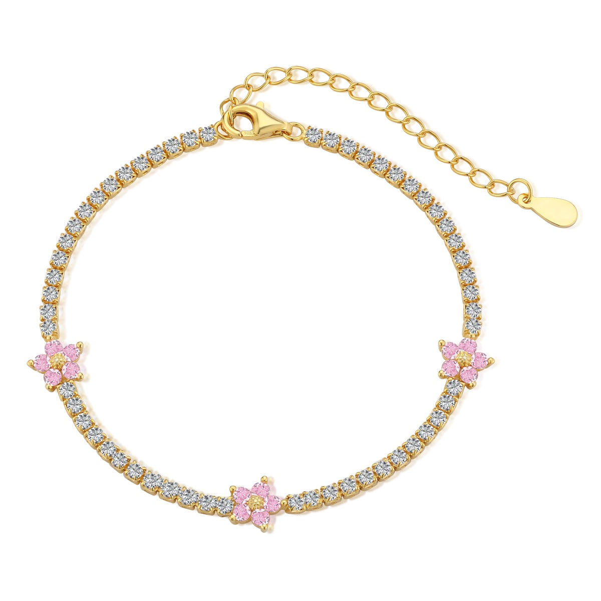 Pomuse Sparkling Flower Shape Tennis Bracelet