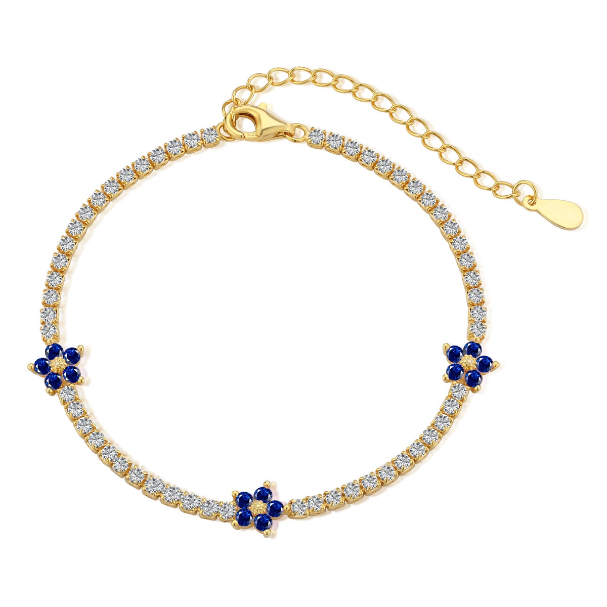 Pomuse Sparkling Flower Shape Tennis Bracelet
