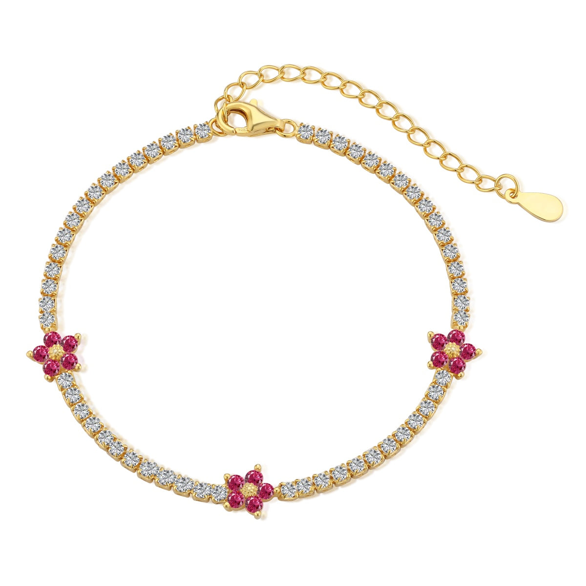 Pomuse Sparkling Flower Shape Tennis Bracelet