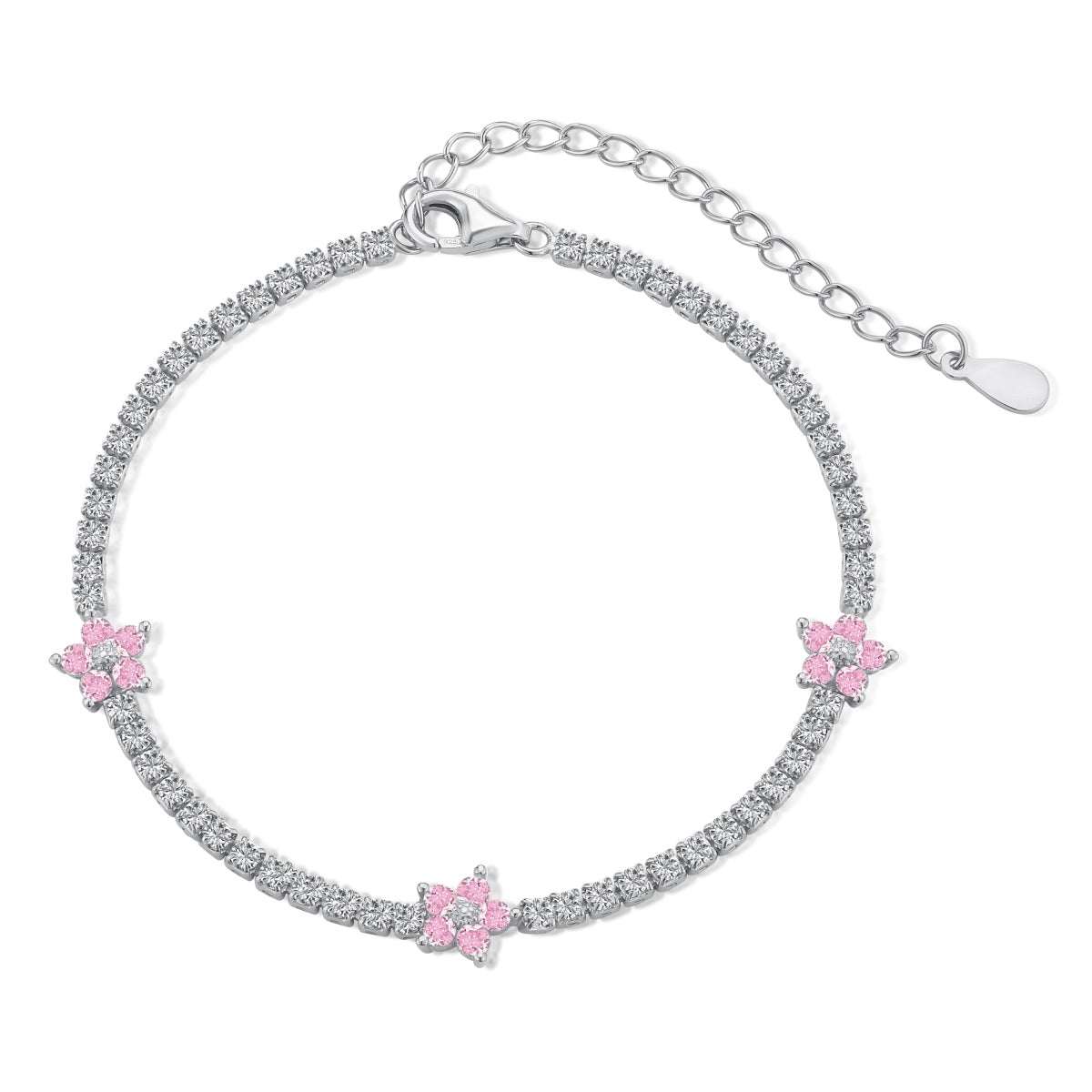 Pomuse Sparkling Flower Shape Tennis Bracelet