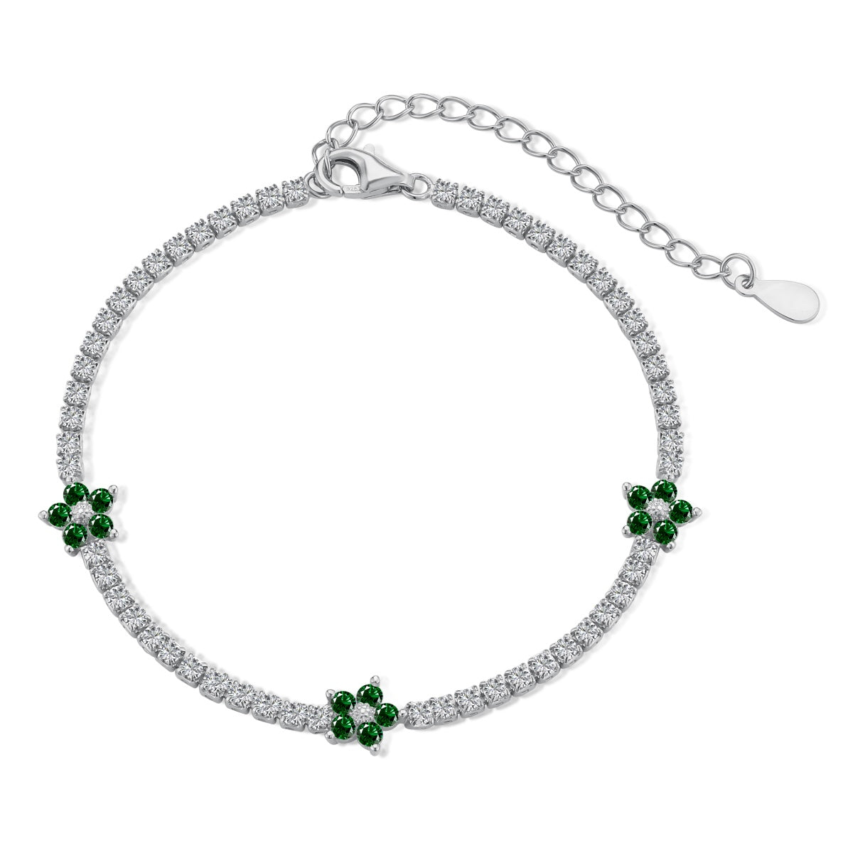 Pomuse Sparkling Flower Shape Tennis Bracelet