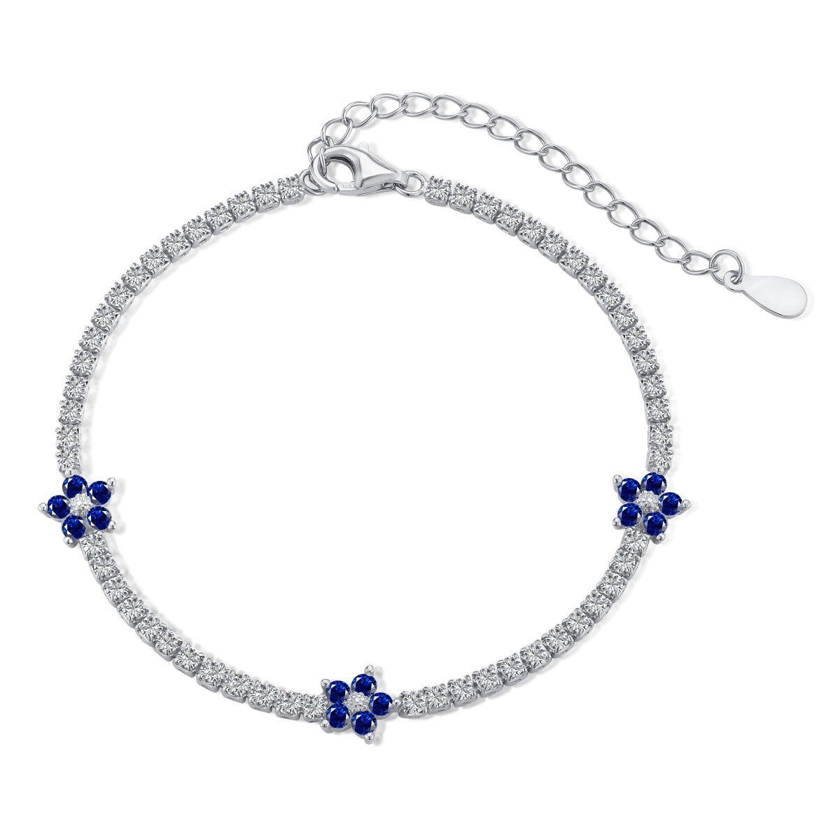 Pomuse Sparkling Flower Shape Tennis Bracelet