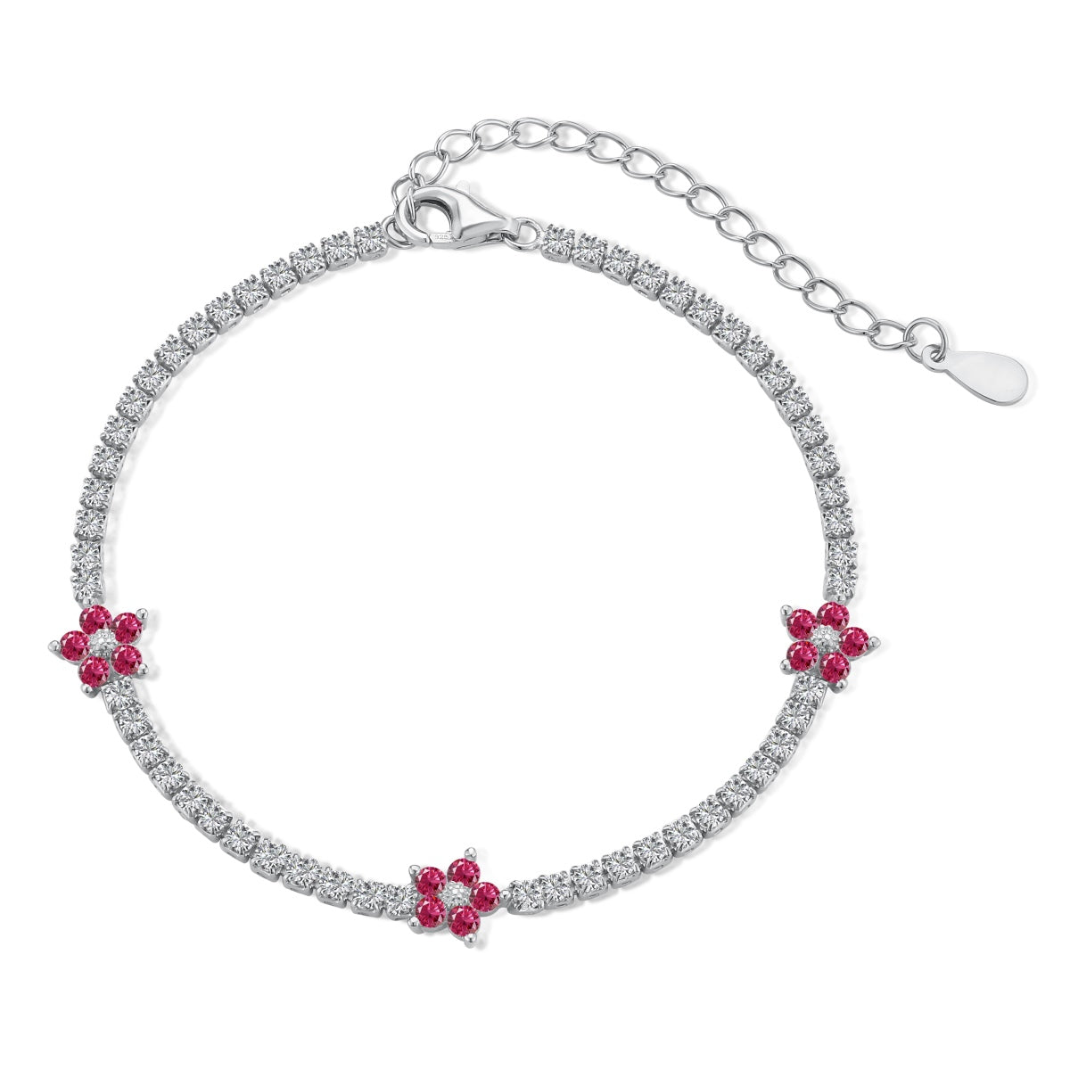 Pomuse Sparkling Flower Shape Tennis Bracelet
