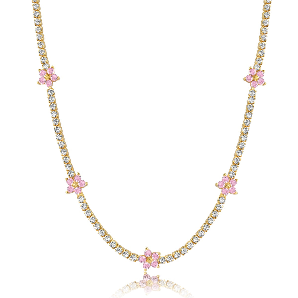 Pomuse Luxurious Colorful Flower Tennis Necklace