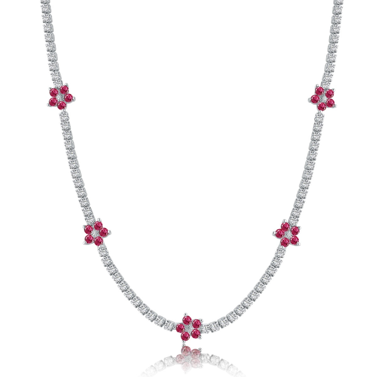 Pomuse Luxurious Colorful Flower Tennis Necklace