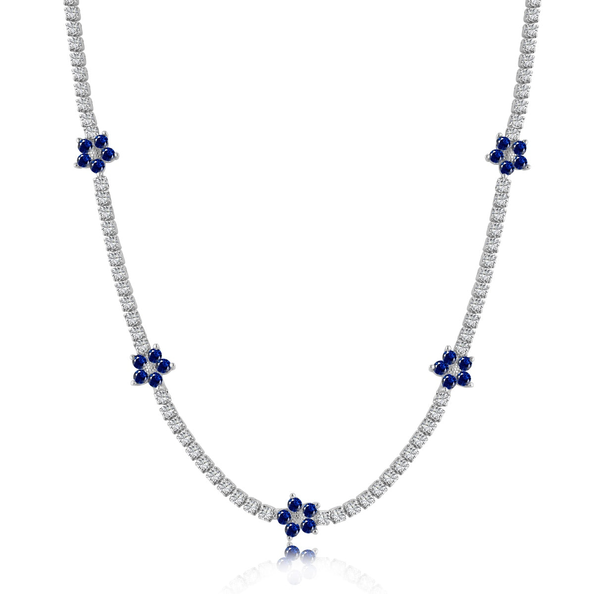 Pomuse Luxurious Colorful Flower Tennis Necklace