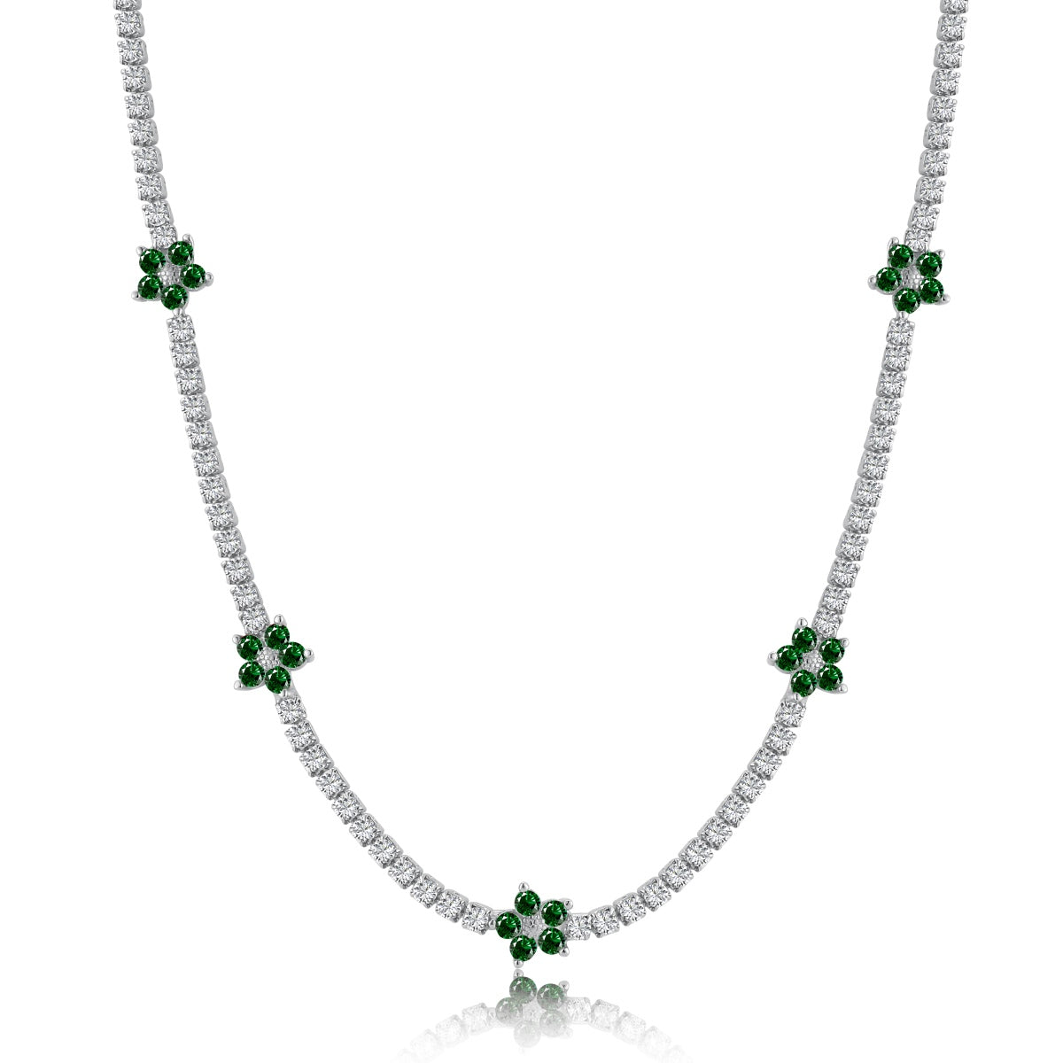Pomuse Luxurious Colorful Flower Tennis Necklace