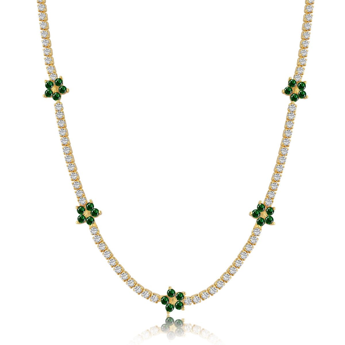 Pomuse Luxurious Colorful Flower Tennis Necklace