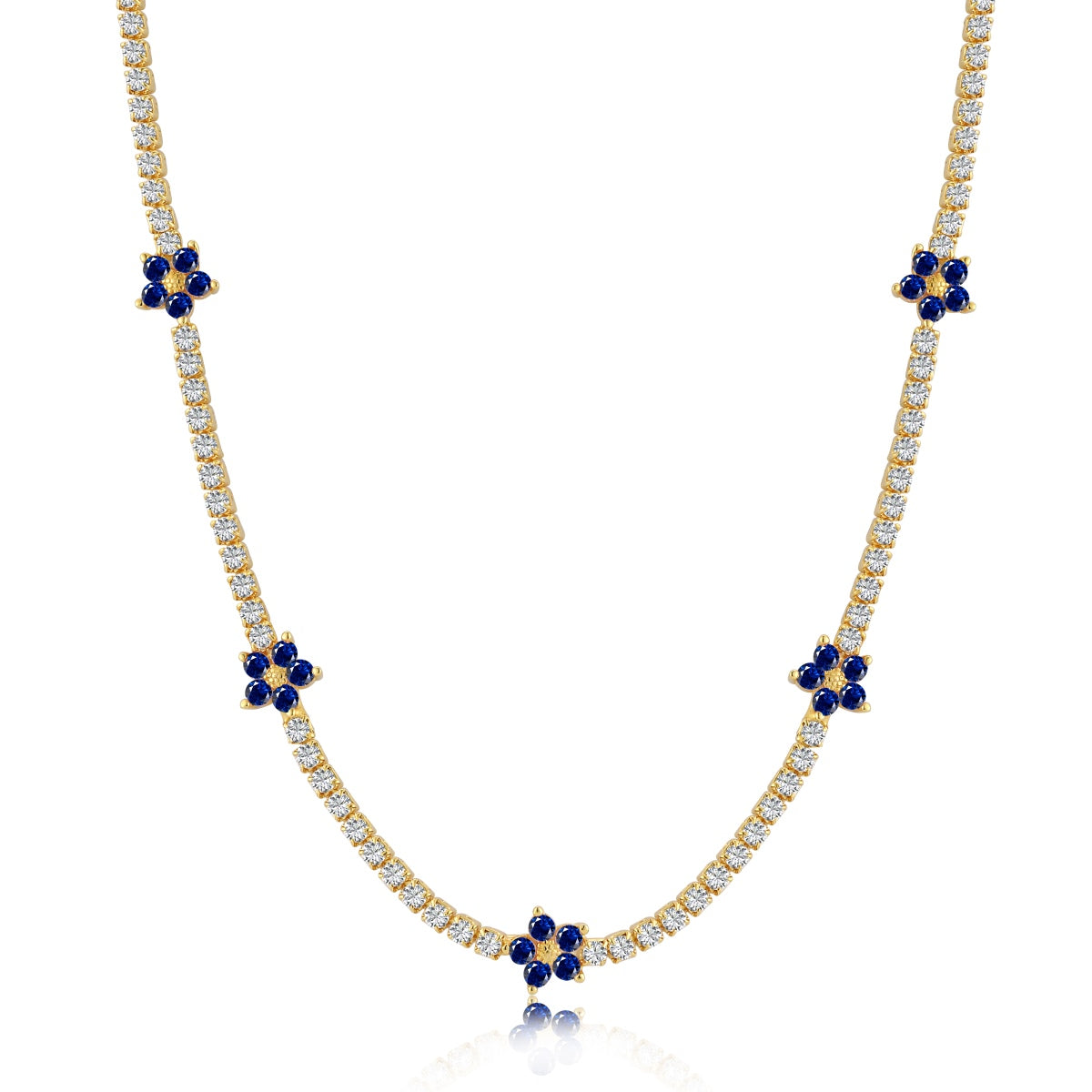 Pomuse Luxurious Colorful Flower Tennis Necklace