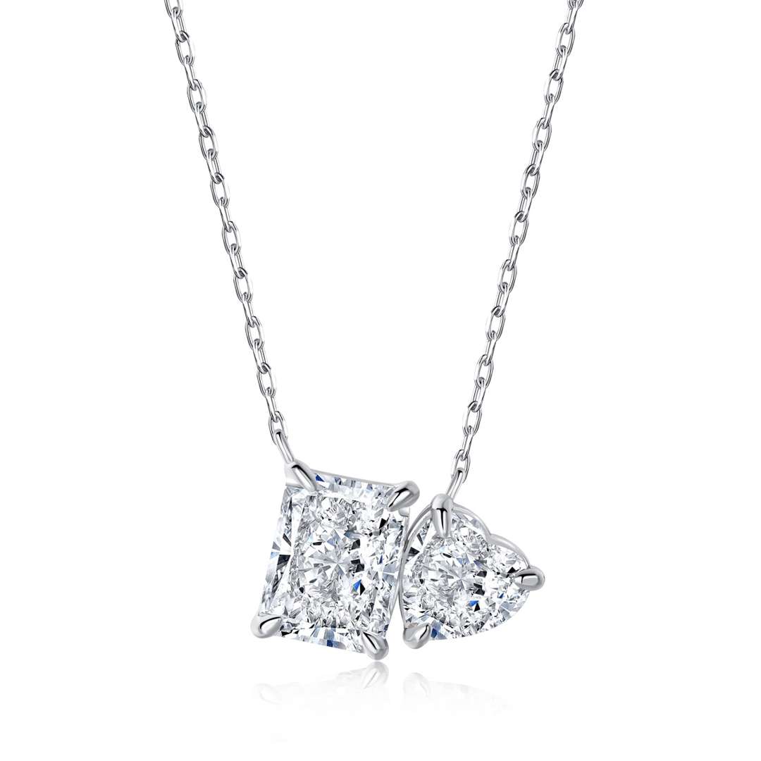 Pomuse Dazzling Square & Heart Shape Necklace
