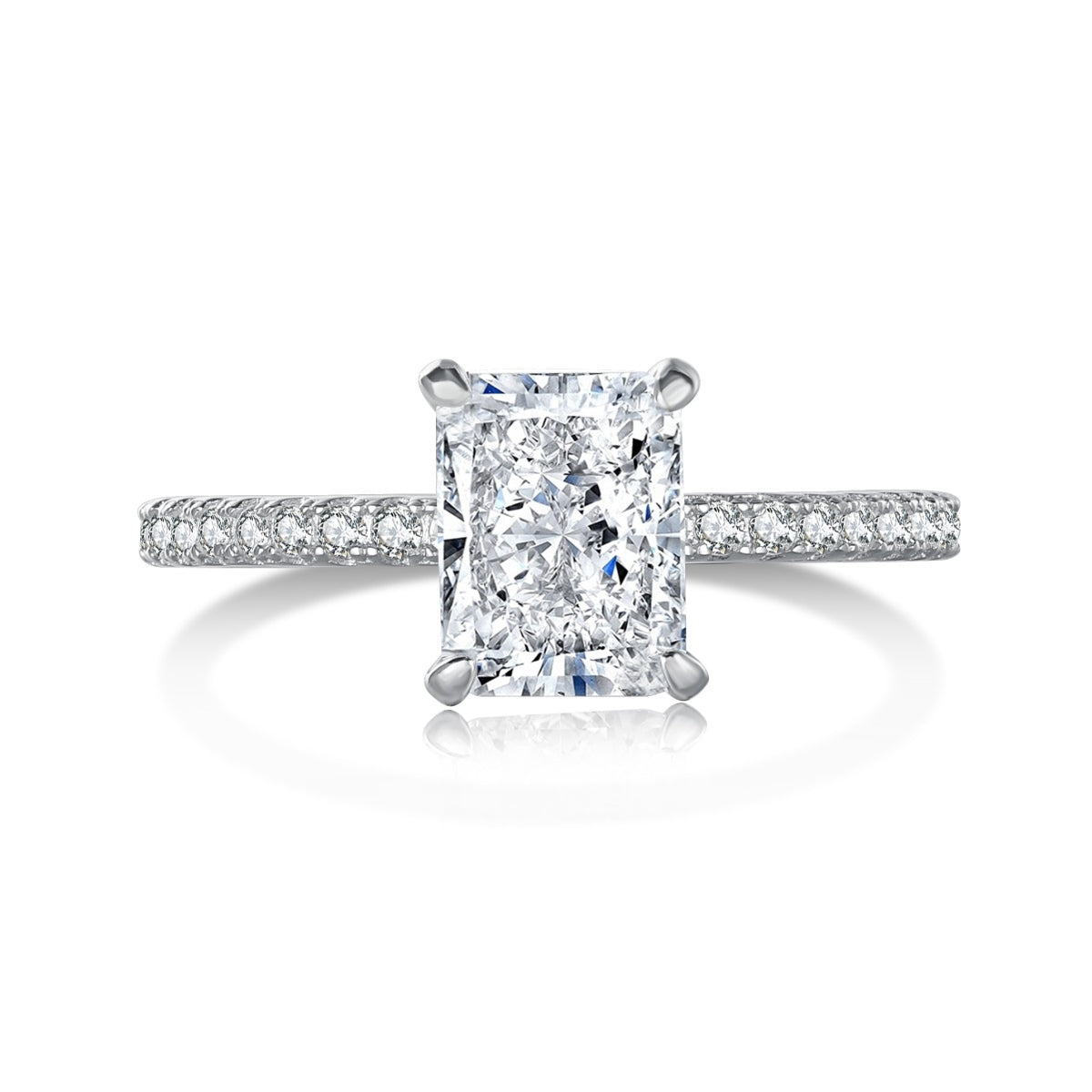 Pomuse 2.0 Carat Dazzling Sparkling Radiant Cut Party Ring