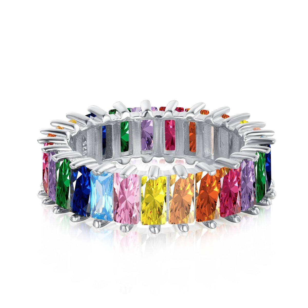 Pomuse Unique Colorful Radiant Cut RIng