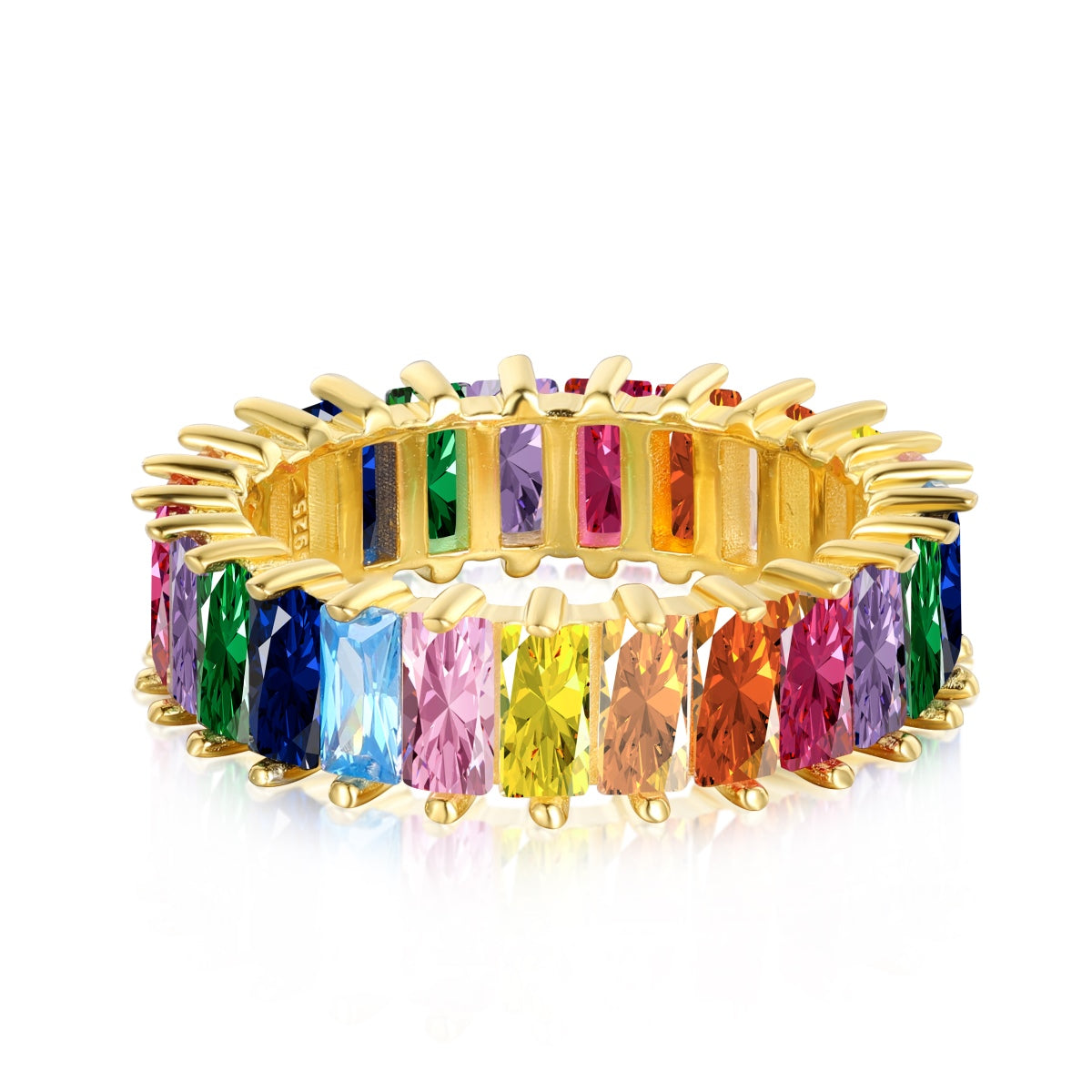 Pomuse Unique Colorful Radiant Cut RIng
