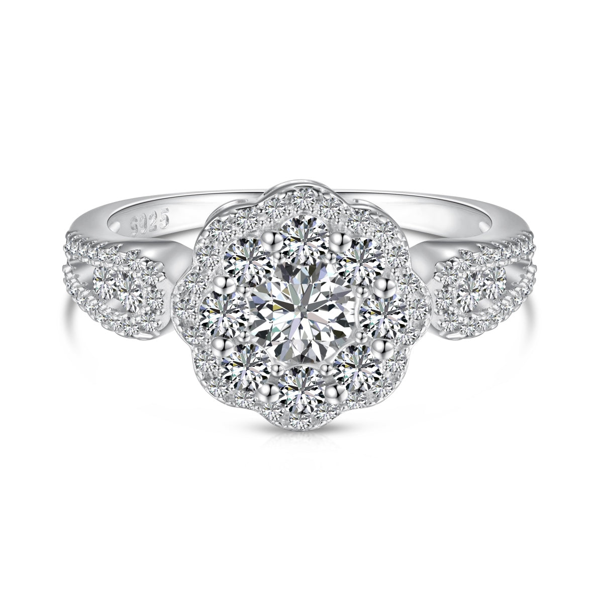 Pomuse Delicate Colorful Round Cut Flower Shape Wedding Ring