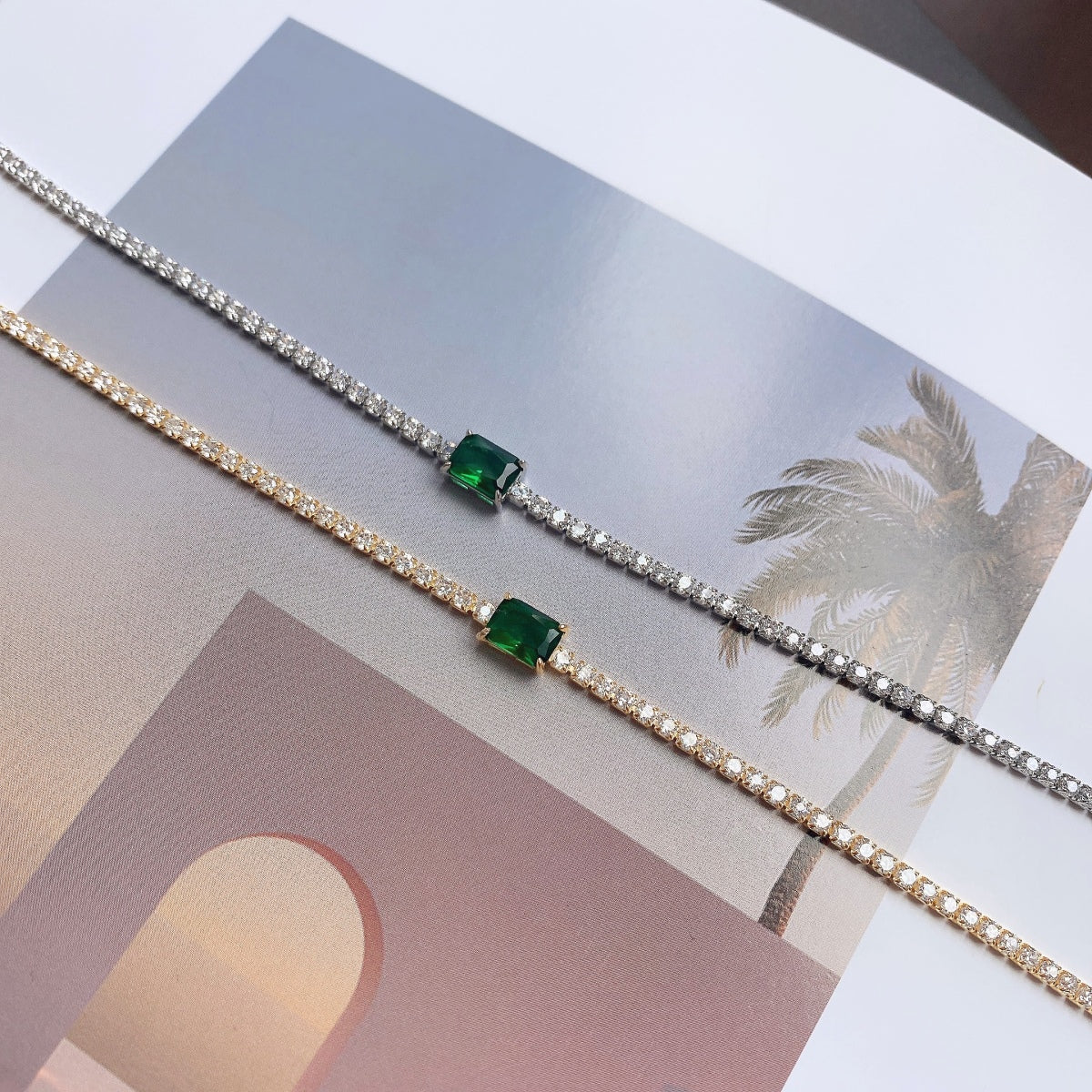 Pomuse 1.0 Carat Unique Emerald Cut Banquet Bracelet