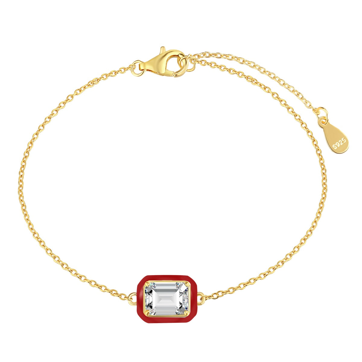 Pomuse 2.0 Carat Sparkling Colorful Emerald Cut Daily Bracelet