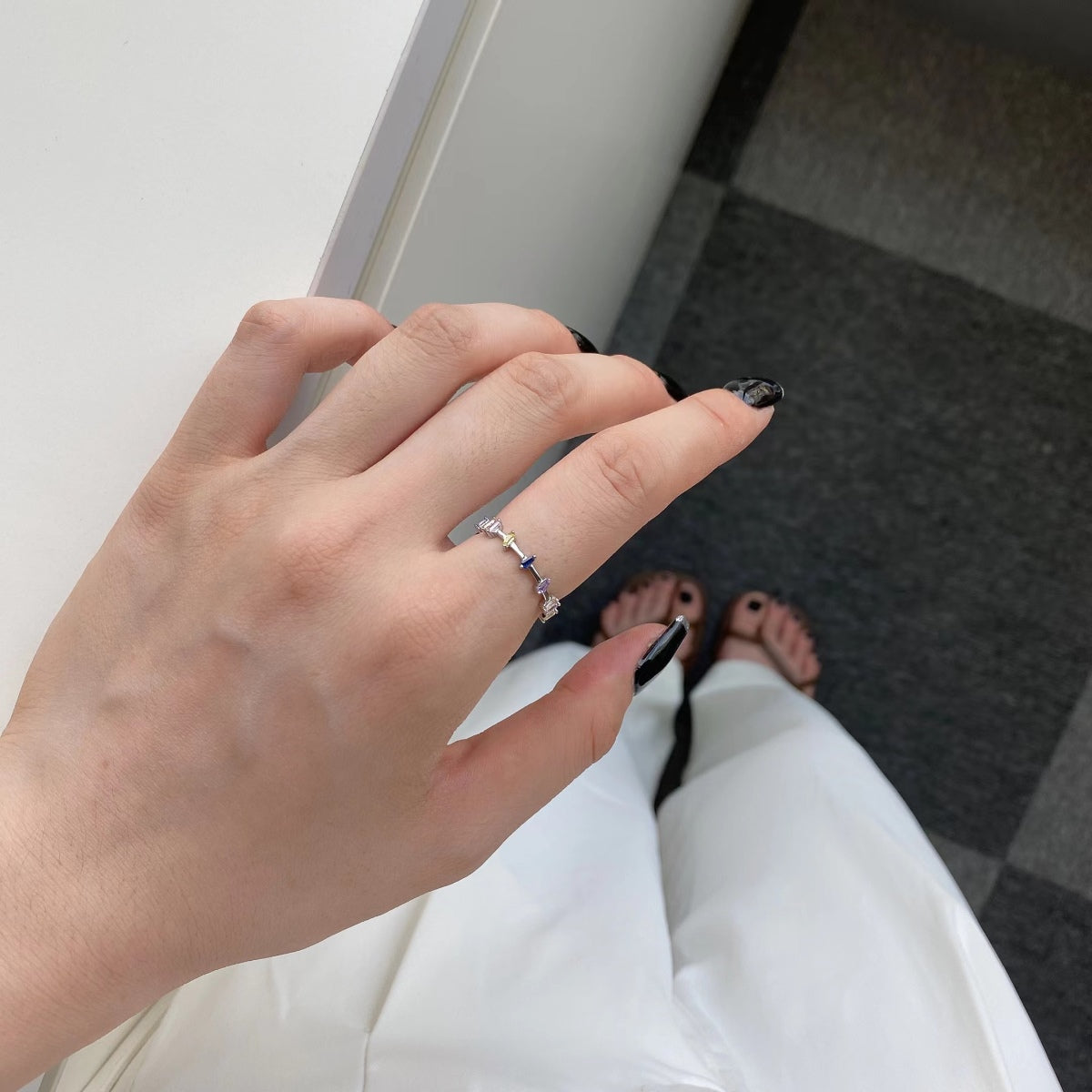 Pomuse Unique Trapezoid Cut Daily Ring
