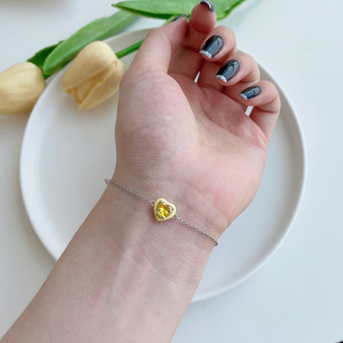 Pomuse Sparkling Romantic Heart Shape Lover Bracelet