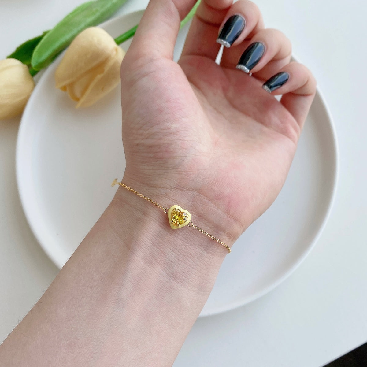 Pomuse Sparkling Romantic Heart Shape Lover Bracelet