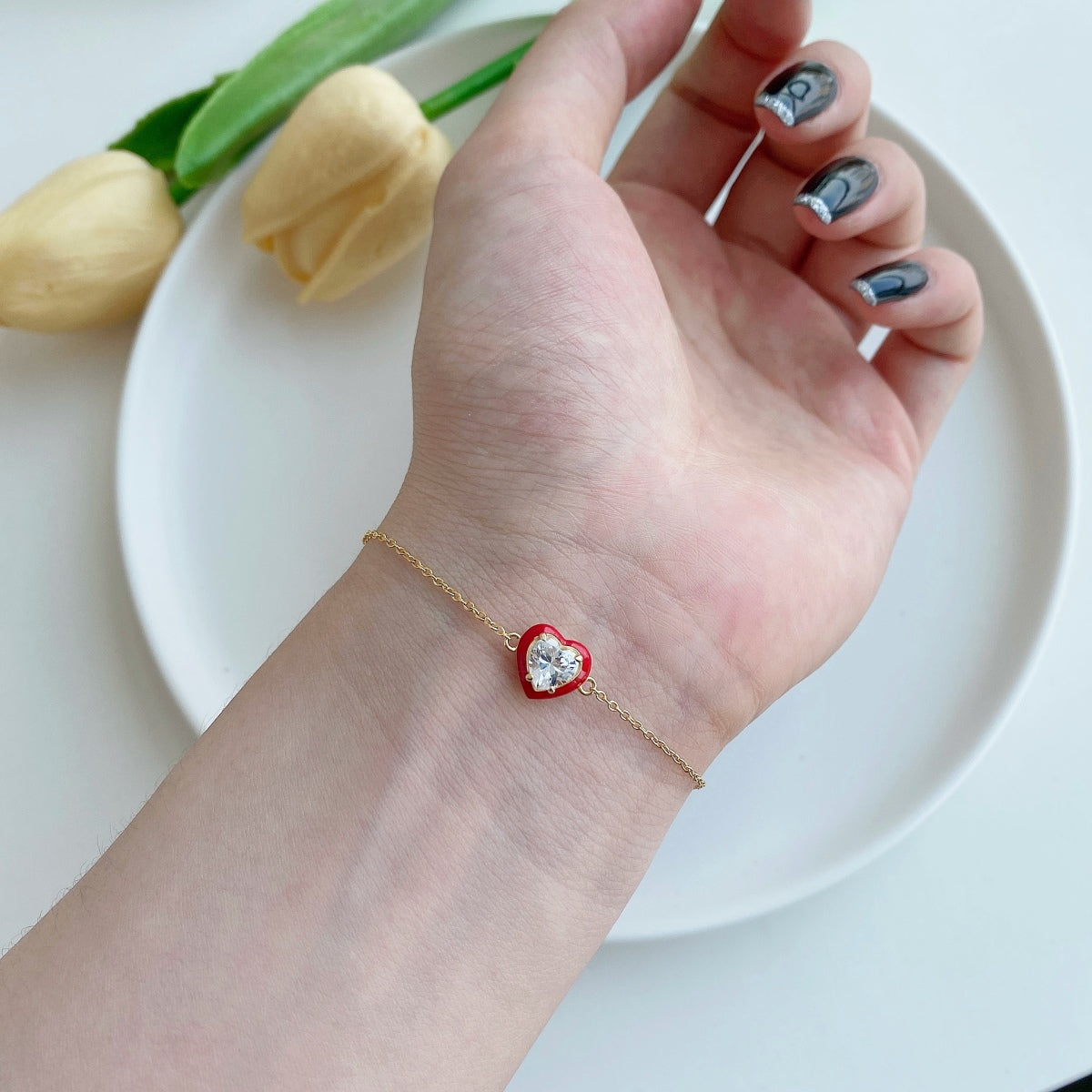 Pomuse Sparkling Romantic Heart Shape Lover Bracelet
