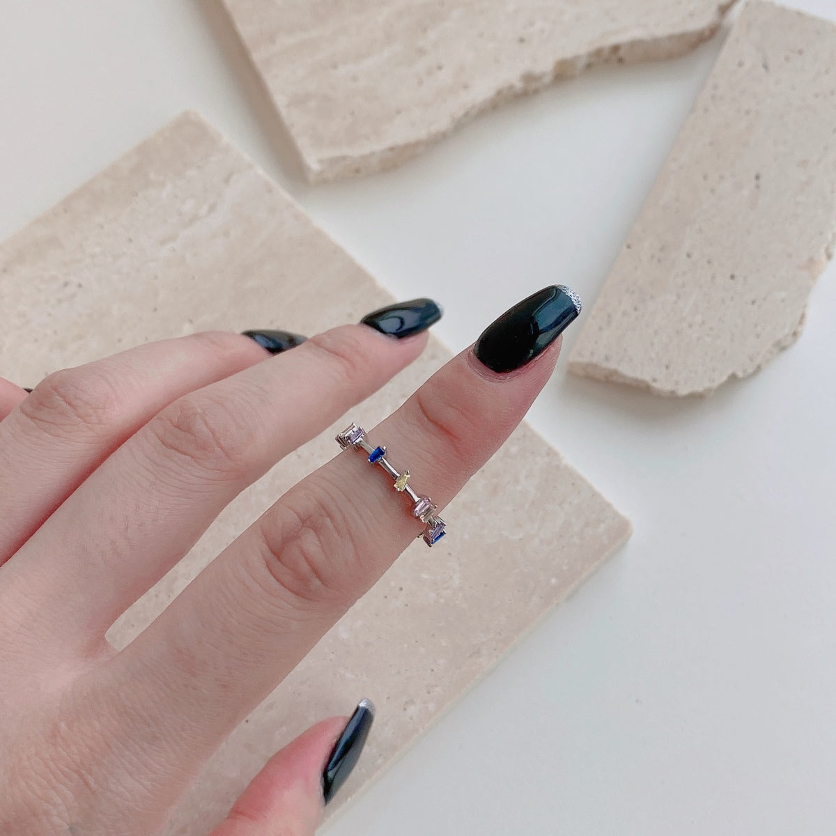 Pomuse Unique Trapezoid Cut Daily Ring