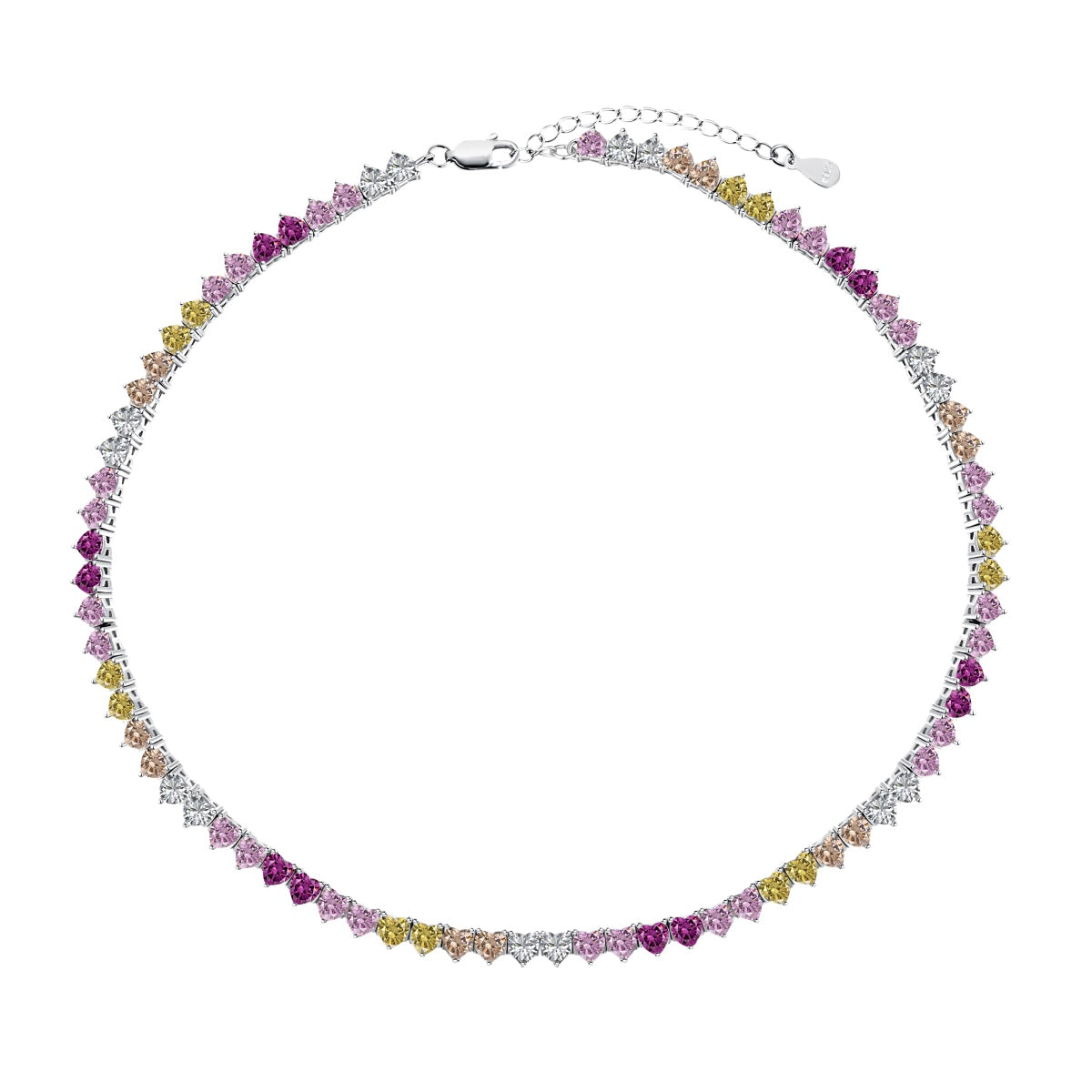 Pomuse Sparkling Colorful Full Heart Tennis Necklace