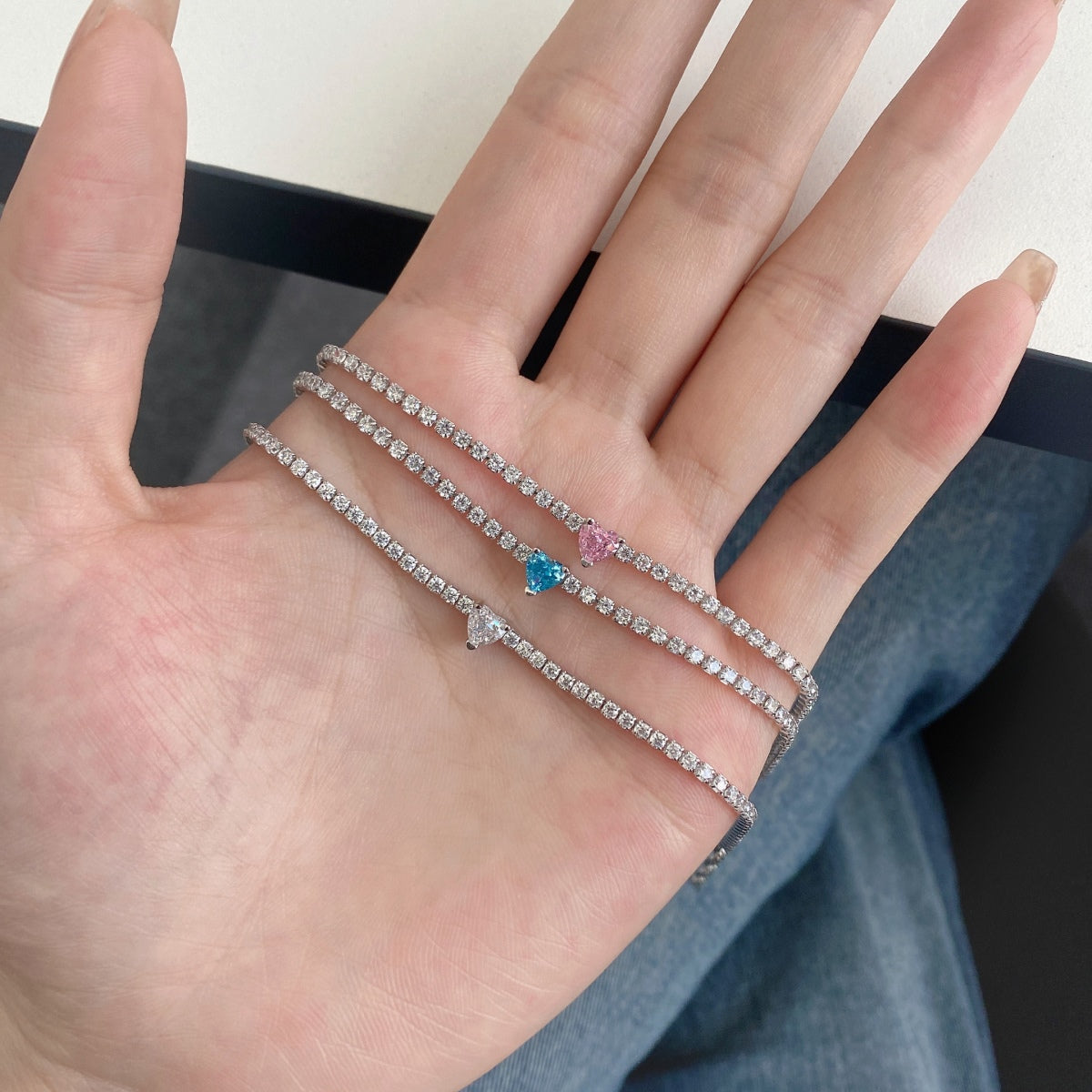 Pomuse 0.5 Carat Elegant Romantic Heart Shape Lover Bracelet