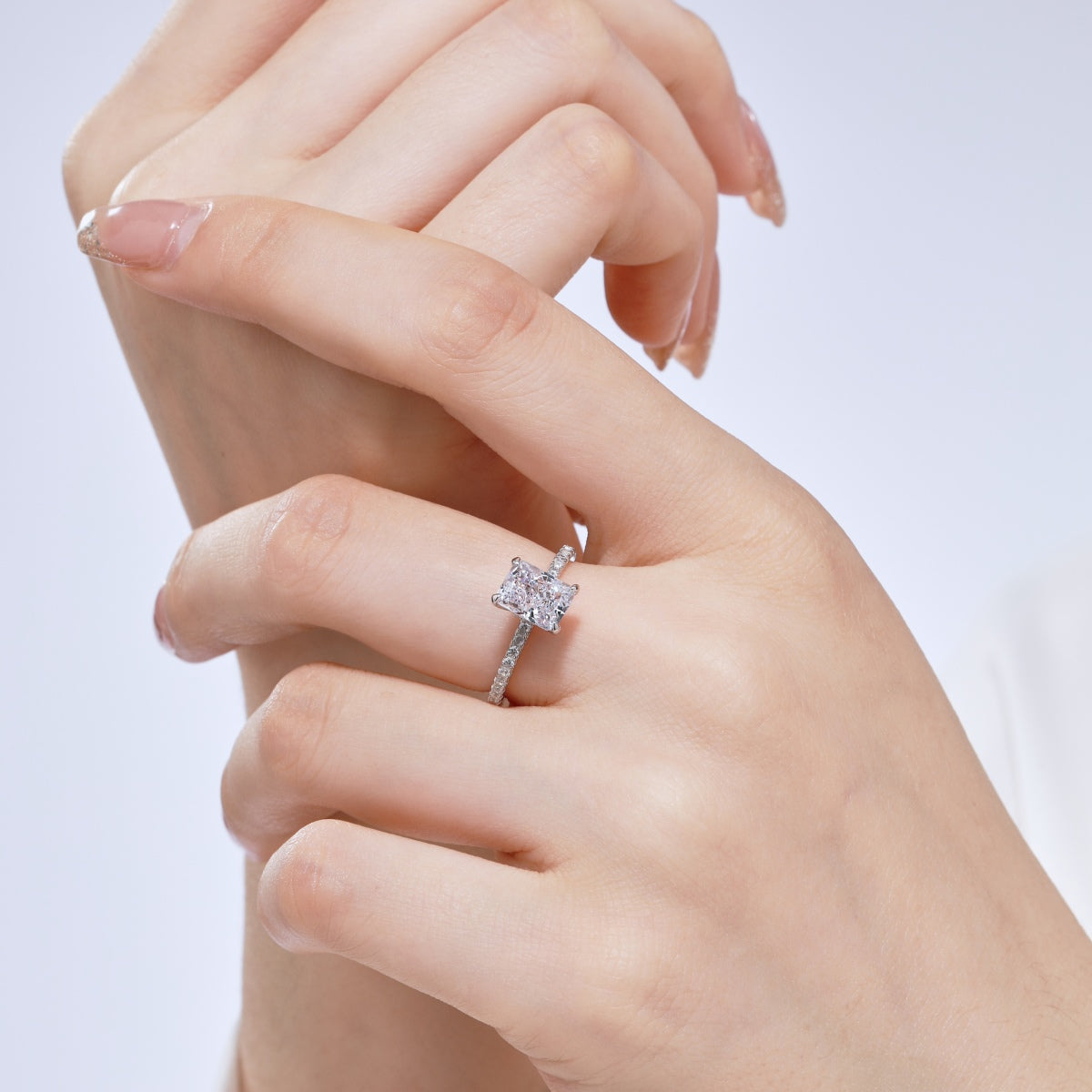 Pomuse 2.0 Carat Dazzling Sparkling Radiant Cut Party Ring