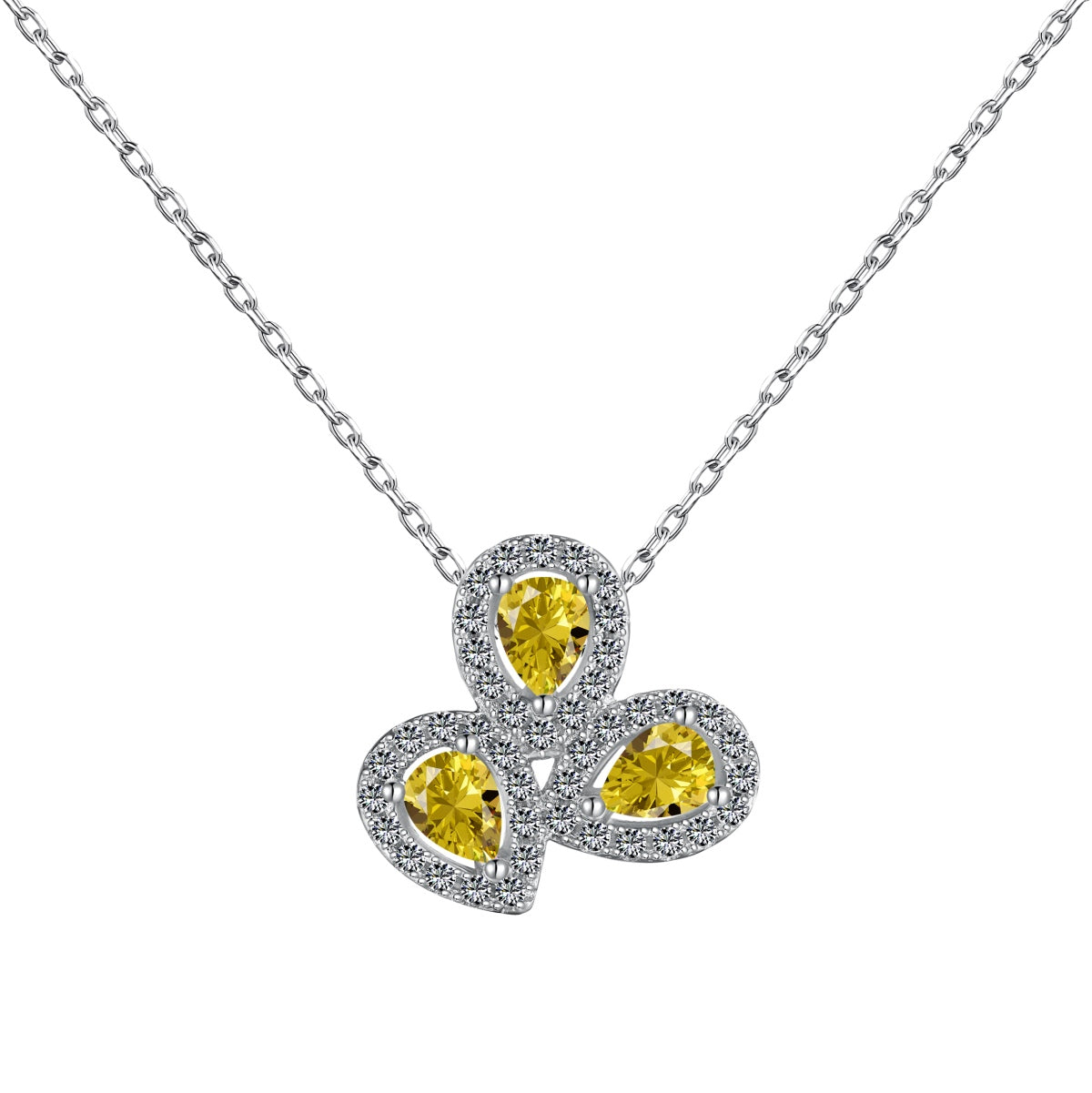Pomuse Elegante Halskette in Blumenform mit Birnenschliff