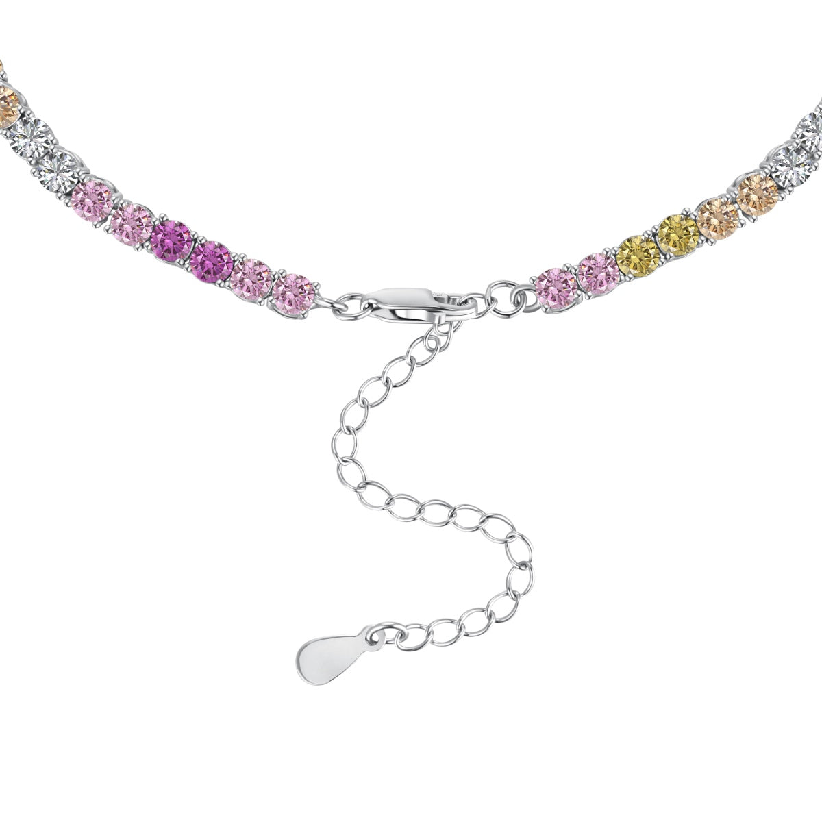 Pomuse Delicate Colorful Tennis Necklace
