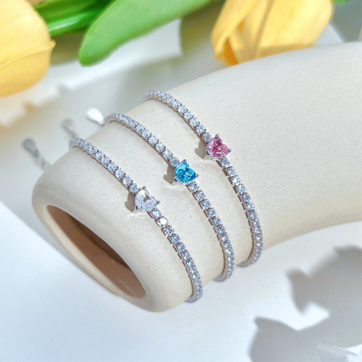 Pomuse 0.5 Carat Elegant Romantic Heart Shape Lover Bracelet