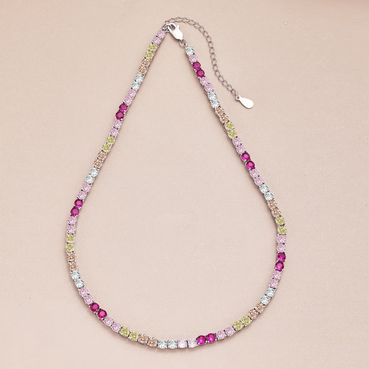 Pomuse Delicate Colorful Tennis Necklace