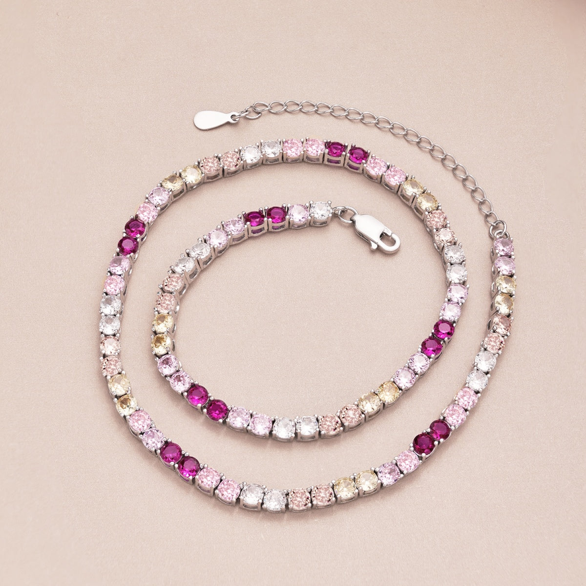 Pomuse Delicate Colorful Tennis Necklace