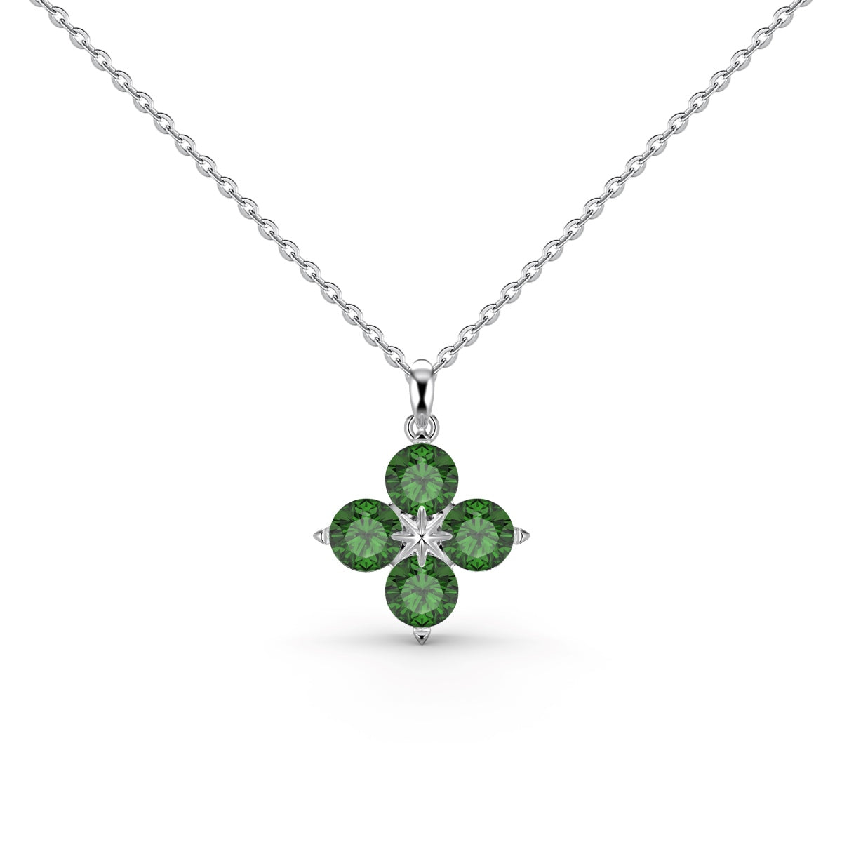 Pomuse Four-Leaf Clover And Eight-Pointed Star Necklace