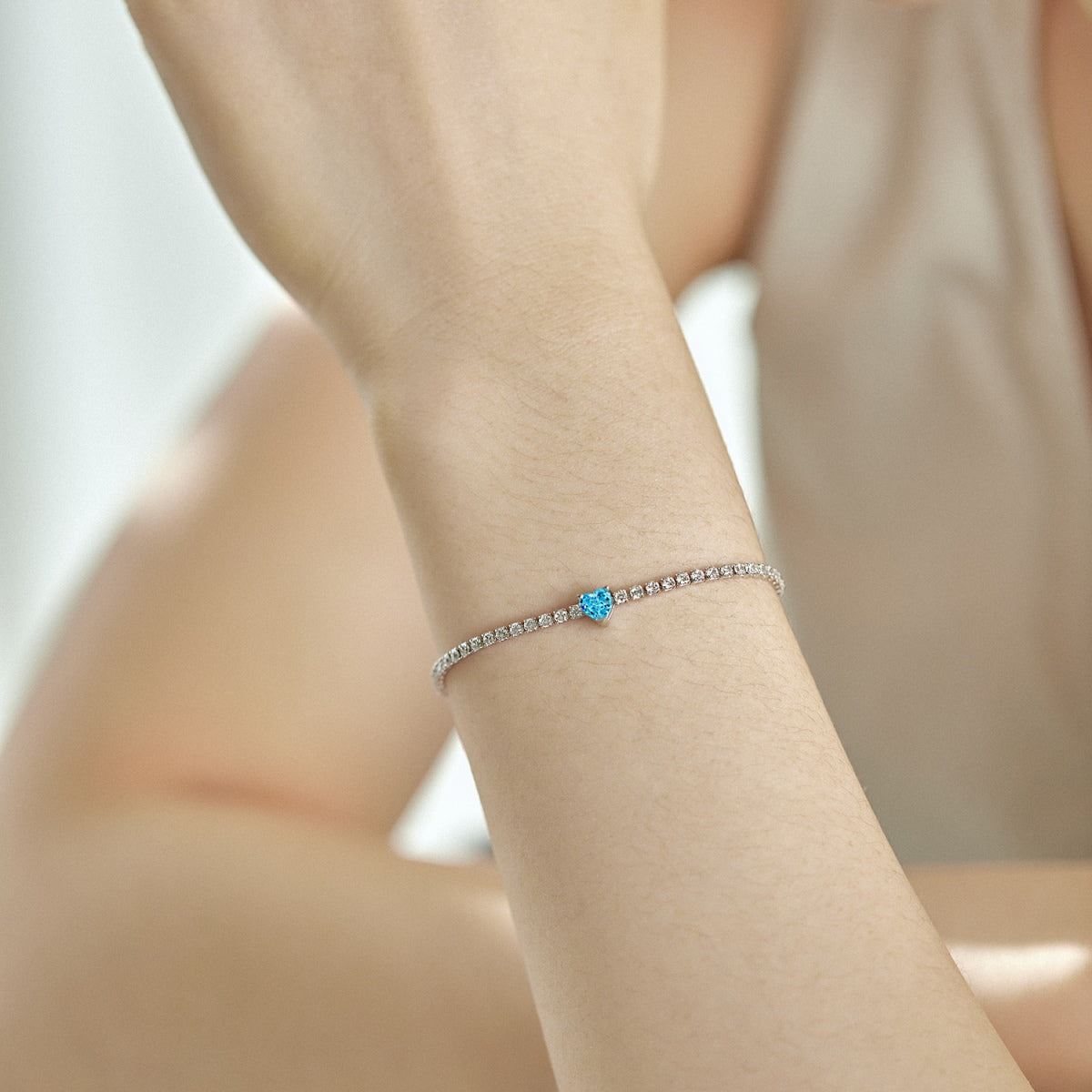 Pomuse 0.5 Carat Elegant Romantic Heart Shape Lover Bracelet