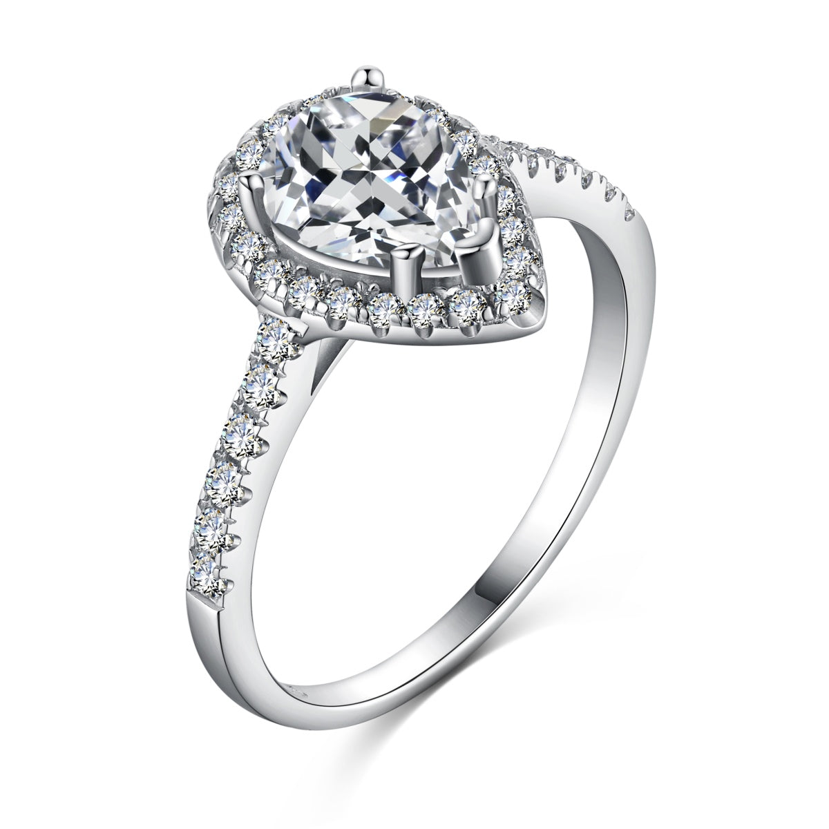 Pomuse 1.0 Carat Luxurious Resplendent Water Drop Shape Wedding Ring