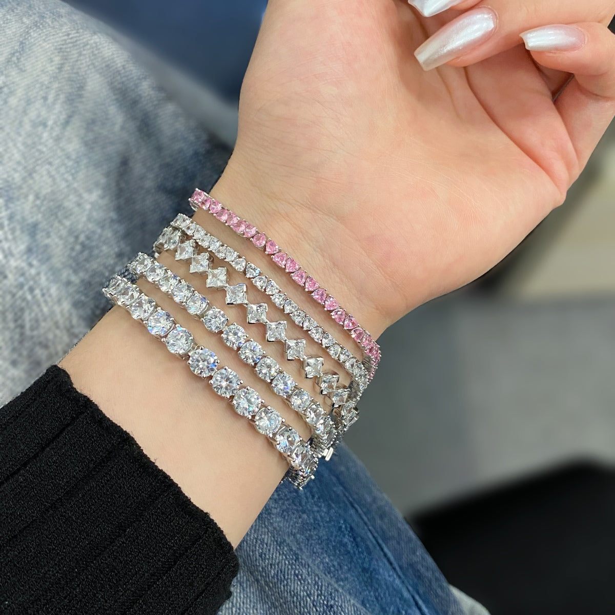 Pomuse 0.5 Carat Ornate Princess Cut Daily Bracelet