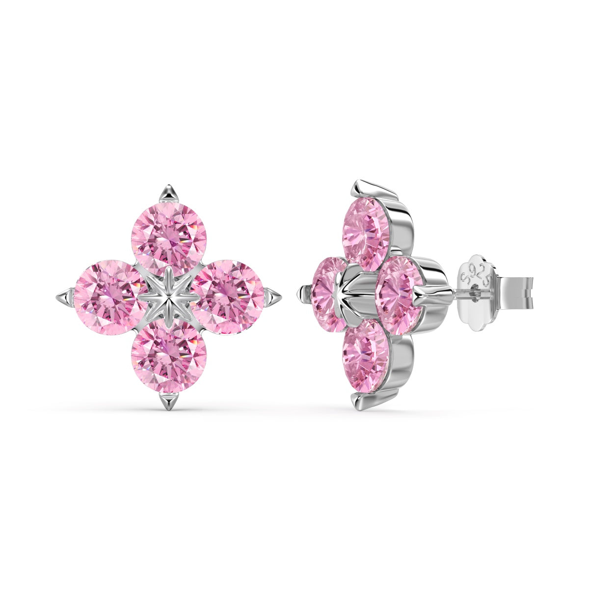 Pomuse Four-Leaf Clover Eight-Pointed Star Earrings