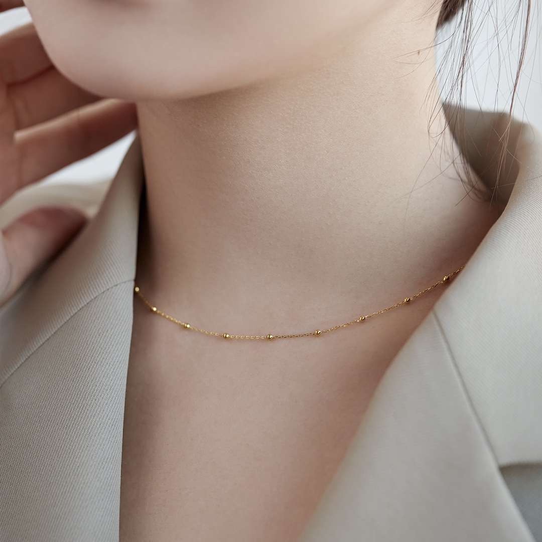 Pomuse Small Bead Clavicle Chain Simple Necklace