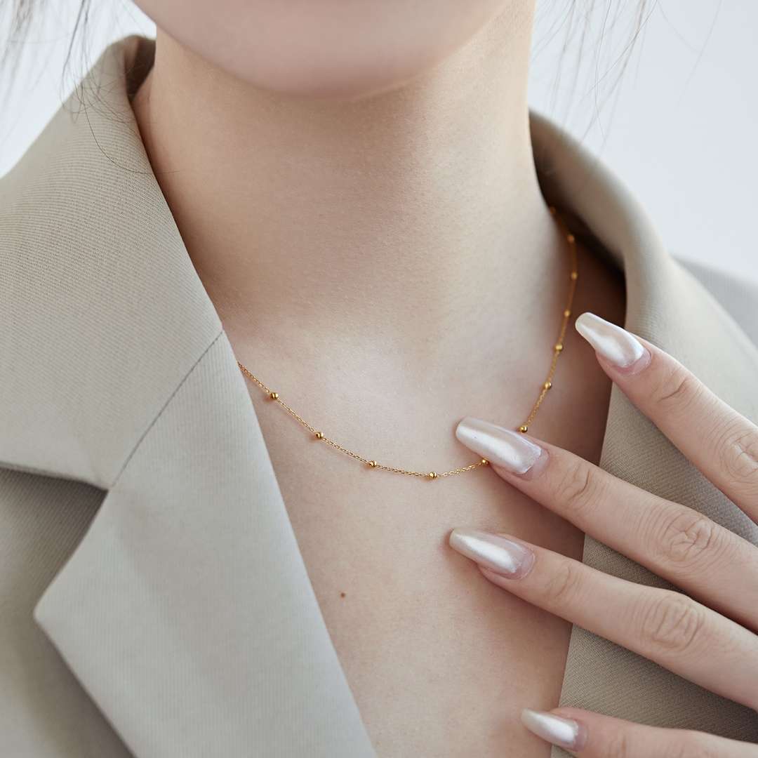 Pomuse Small Bead Clavicle Chain Simple Necklace