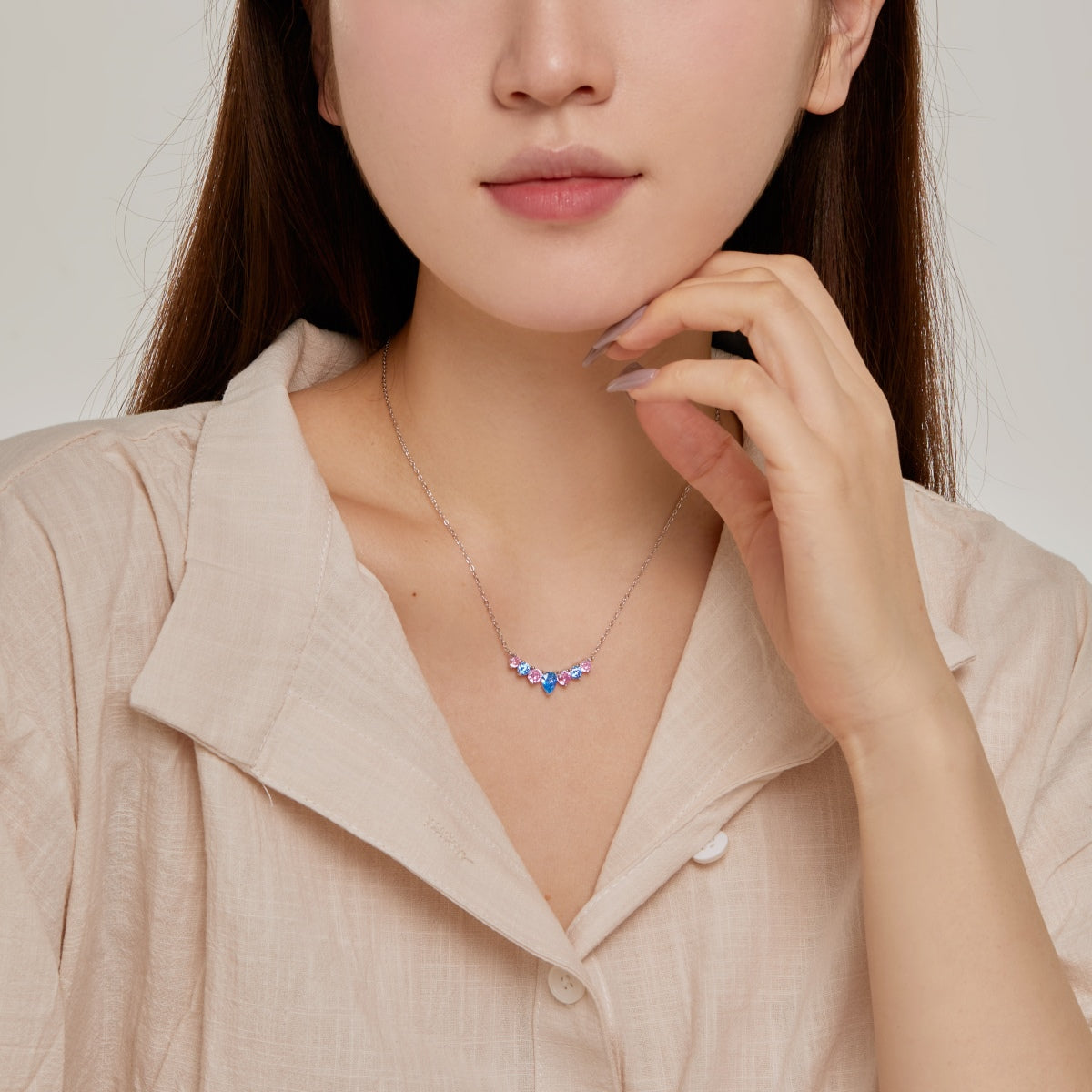 Pomuse Dainty Colorful Heart Necklace