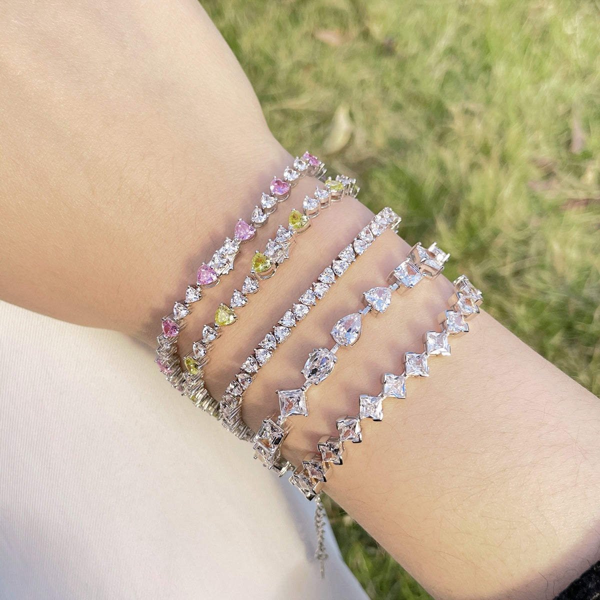 Pomuse 0.5 Carat Ornate Princess Cut Daily Bracelet