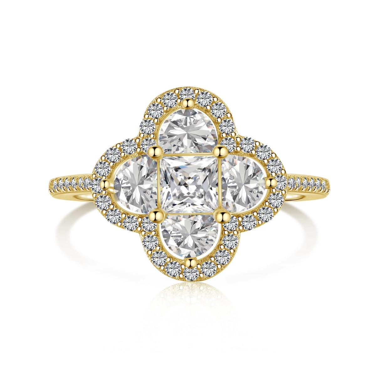 Pomuse Luxurious Eternity Flower Shape Banquet Ring