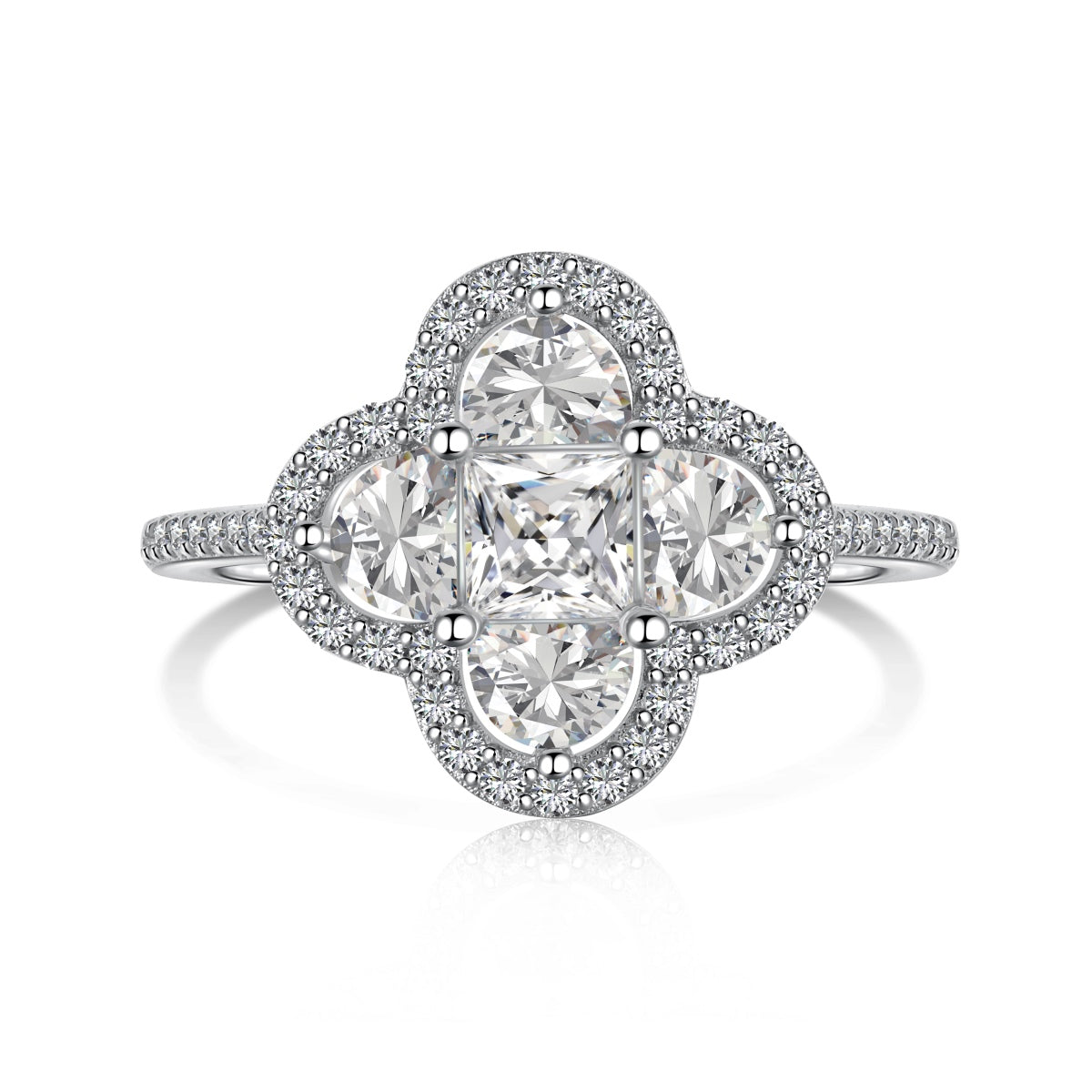 Pomuse Luxurious Eternity Flower Shape Banquet Ring